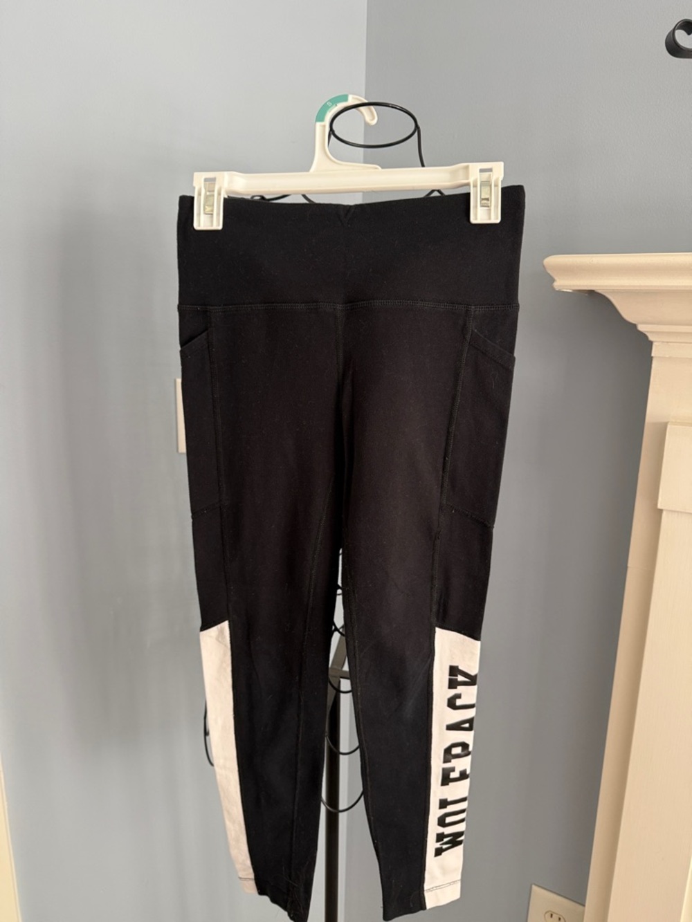 Black Athletic Leggings with White Side Panels